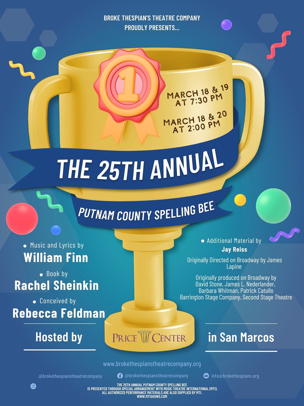 The 25th Annual Putnam County Spelling Bee by Broke Thespian's Theatre Company