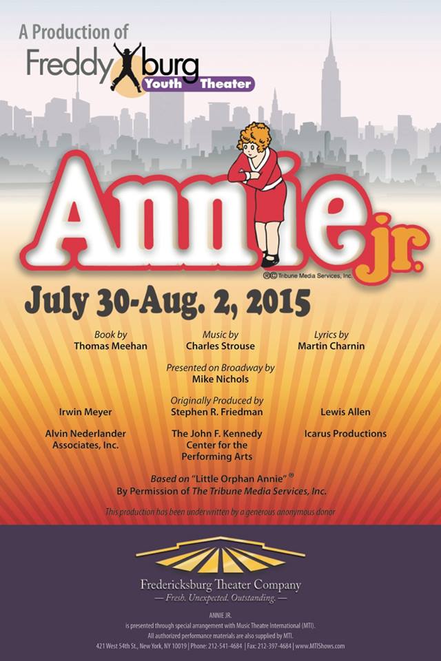Annie, Jr., musical by Fredericksburg Theater Company (FTC)