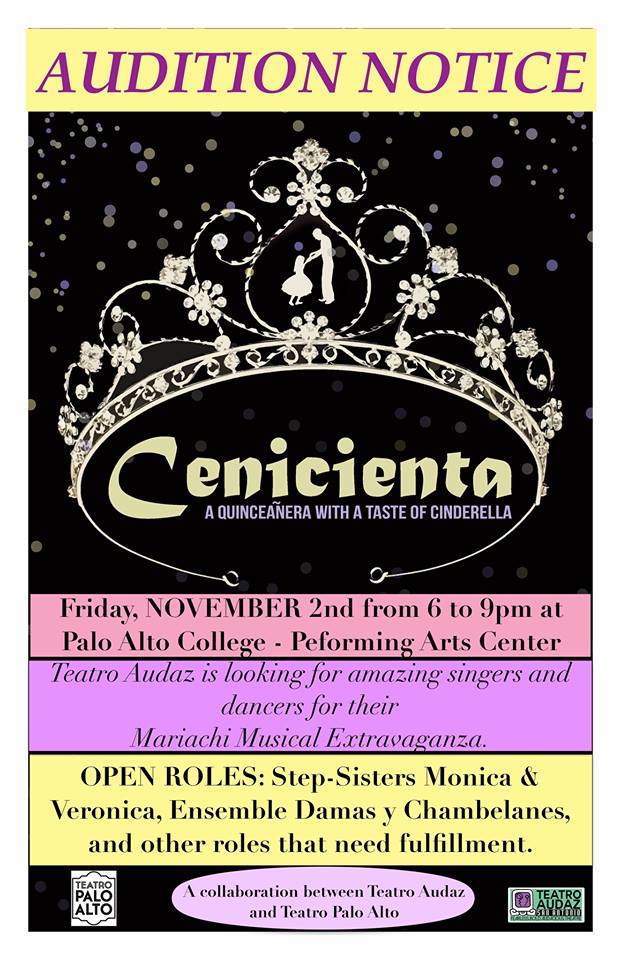Auditions for Dancers and Singers for Cenicienta, a Mariachi Musical Extravaganza by Teatro Audaz, San Antonio, November 2, 2018