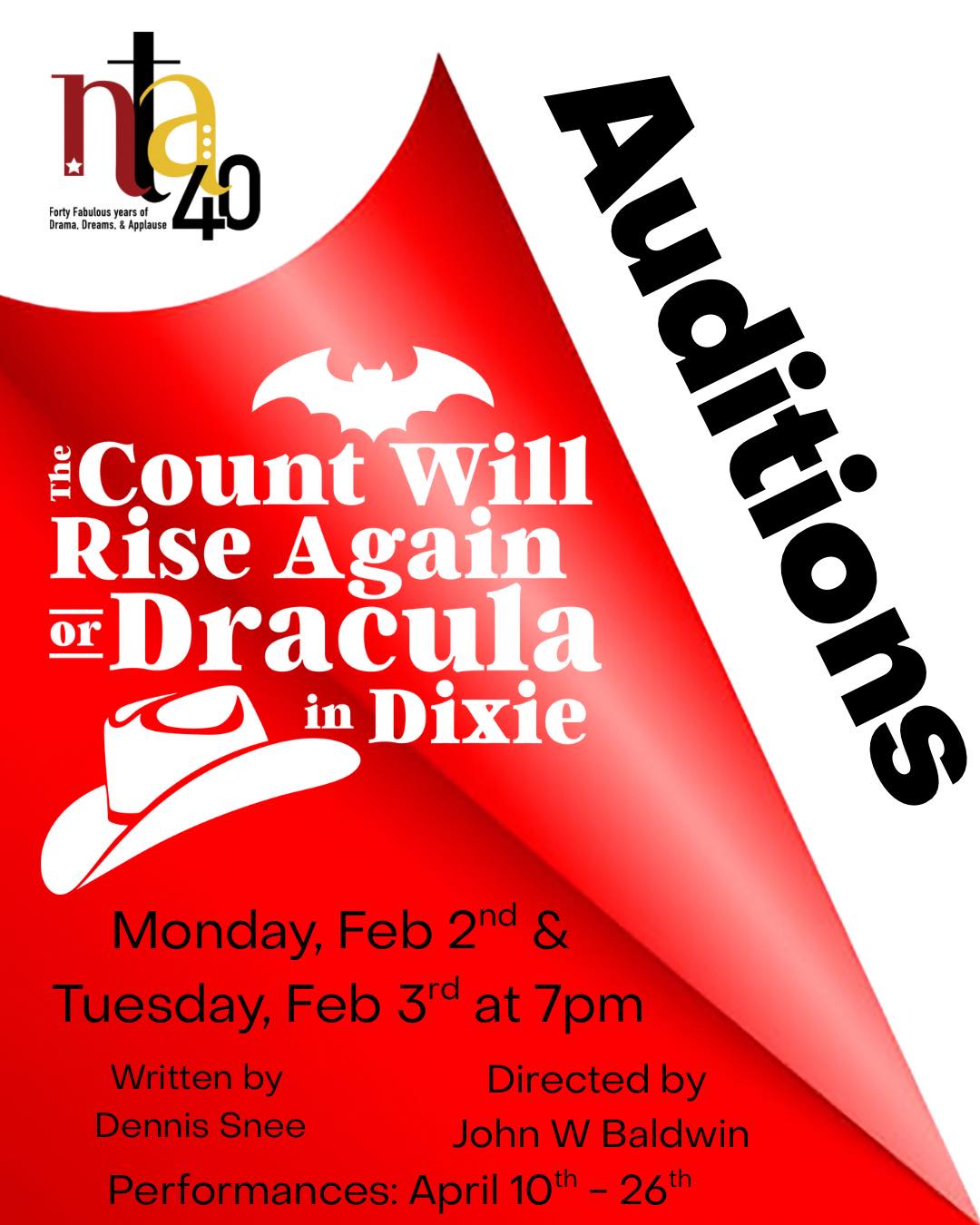 Auditions for The Count Will Rise Again, or Dracula in Dixie, by Navasota Theatre Alliance