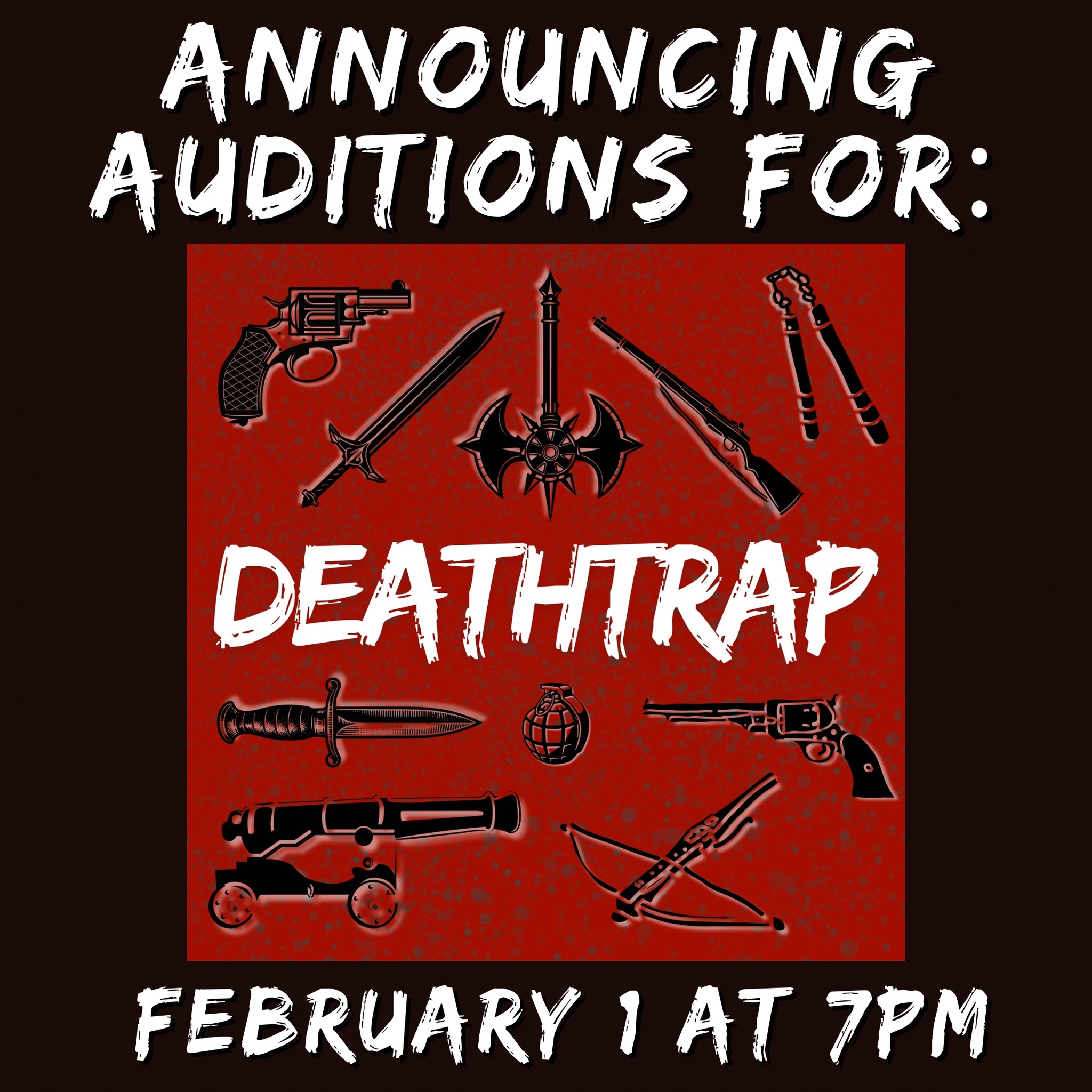 CTX4294. Auditions for Deathtrap, by Circle Arts Theatre, New Braunfels