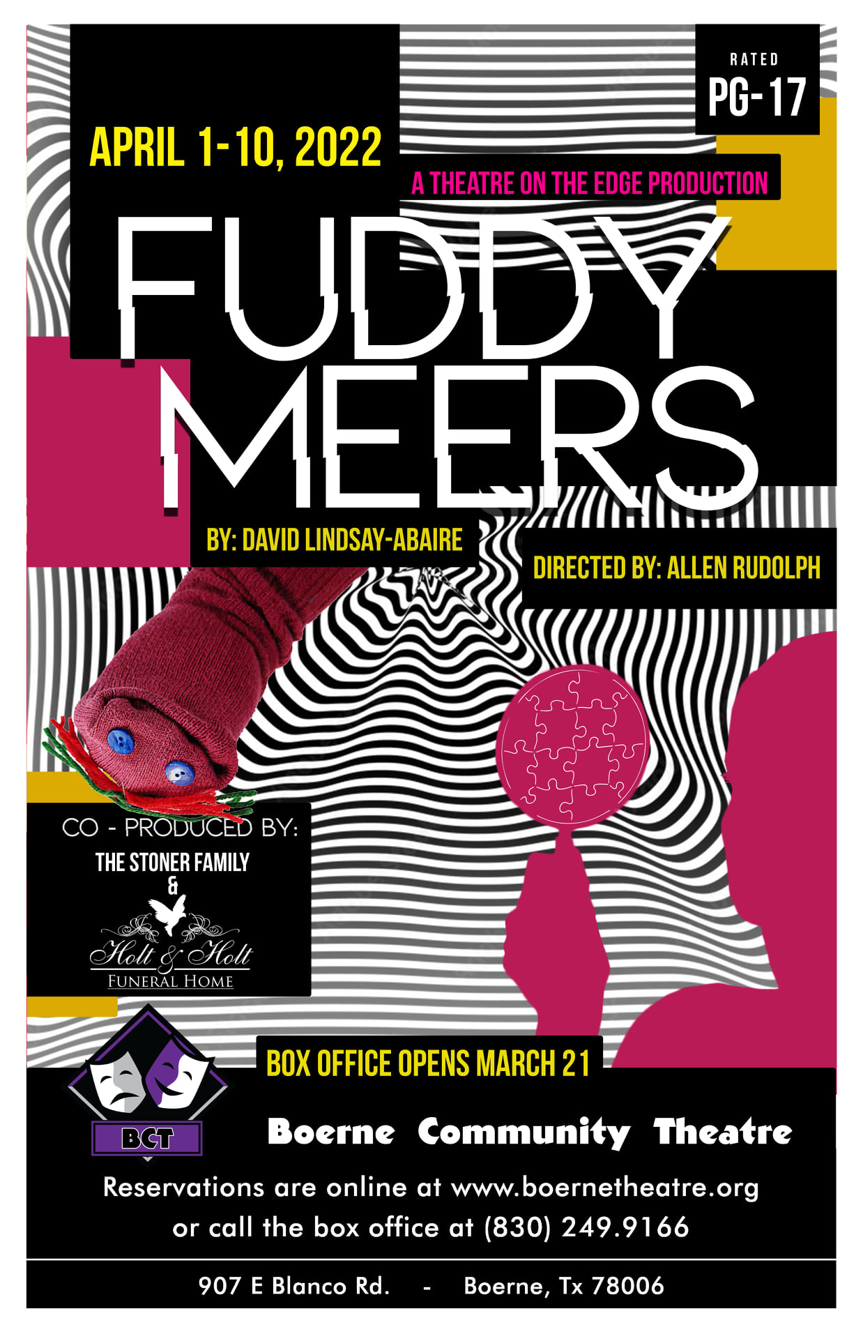 Auditions for Fuddy Mears, by Boerne Community Theatre