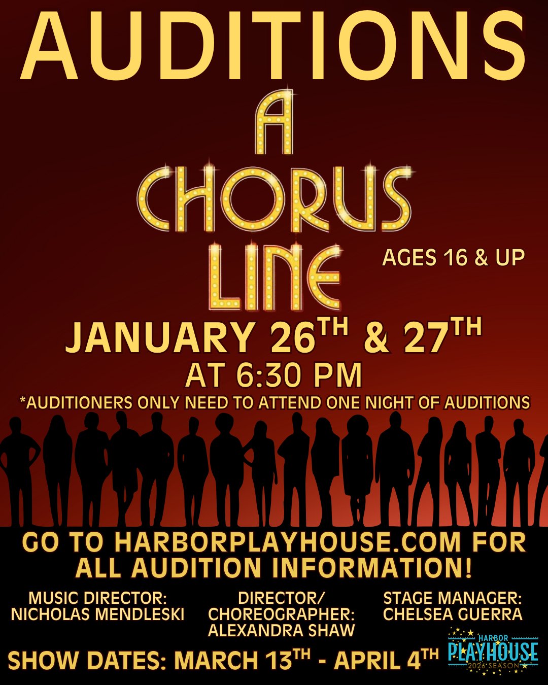CTX4292. Auditions for A CHORUS LINE by Harbor Playhouse, Corpus Christi