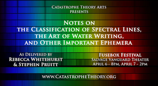 Notes on the Classification of Spectral Lines, the Art of Water Writing, and Other Important Ephemera by Catastrophe Theory Arts