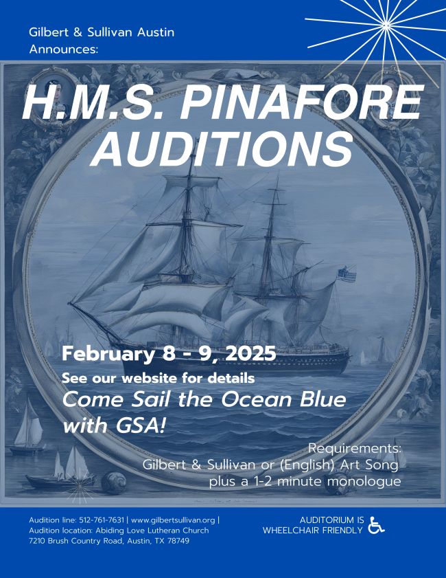 CTX3958. Auditions for H.M.S. Pinafore, by Gilbert & Sullivan Austin