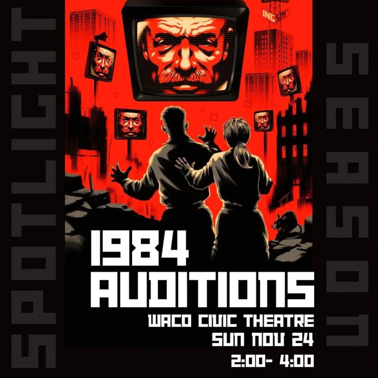 CTX3910. Auditions for Stage Version of George Orwell's 1984, by Waco Civic Theatre