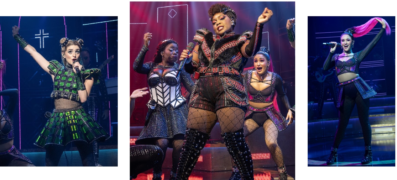 Nella Cole as Ann  Boleyn, Hailey Alexis Lewis as Anna of Cleves, Aliz&eacute; Cruz as Katherine Howard (photos by Joan Marcus)