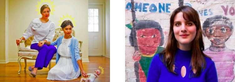 photograph on the left by Usama Malik, pictured Paige Tautz and Luxy Banner. photograph on right of playwright Adara Meyers