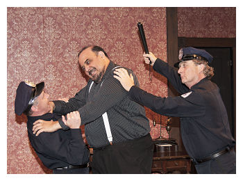 Carl Galante resisting Leo Butler and Terry Robinson (photo: Tom Brown)