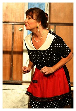 Kim Rubin as Mrs. Clackett (photo: Way Off Broadway Community Players)
